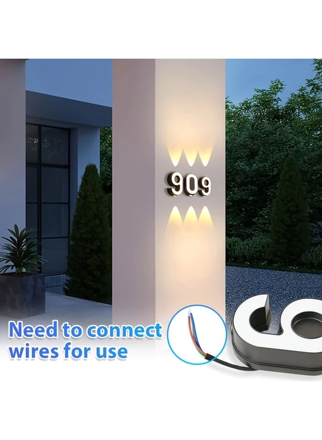 Modern Black Aluminum Light Up House Numbers 6 Inch Floating Address Sign IP65 Wall Mount - Image 2